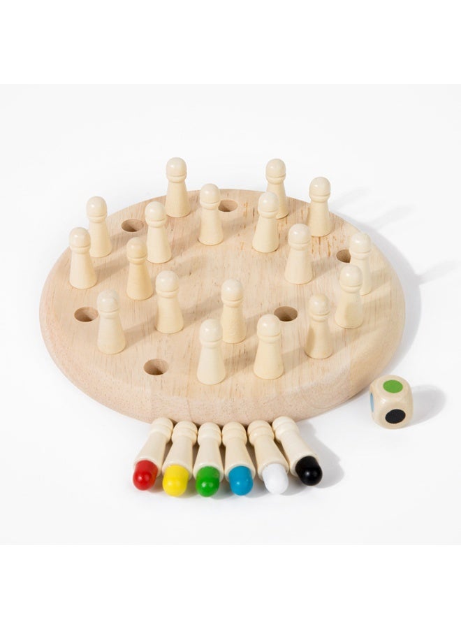 كابسترو لعبة شطرنج الذاكرة الخشبية الملونة للأطفال - مجموعة ألعاب لوحية لتنمية المنطق والتركيز، نشاط تفاعلي لتنمية التفكير مناسب للعب العائلي والتعلم المبكر - لوحة شطرنج ذاكرة ملونة صغيرة الحجم - Image 1